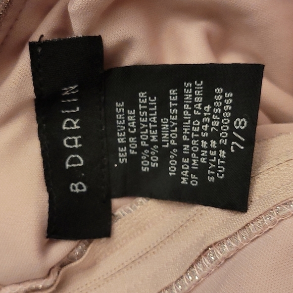 NWT B Darlin Juniors Pink Metallic Strapless Party Dress 7/8 - Picture 3 of 4